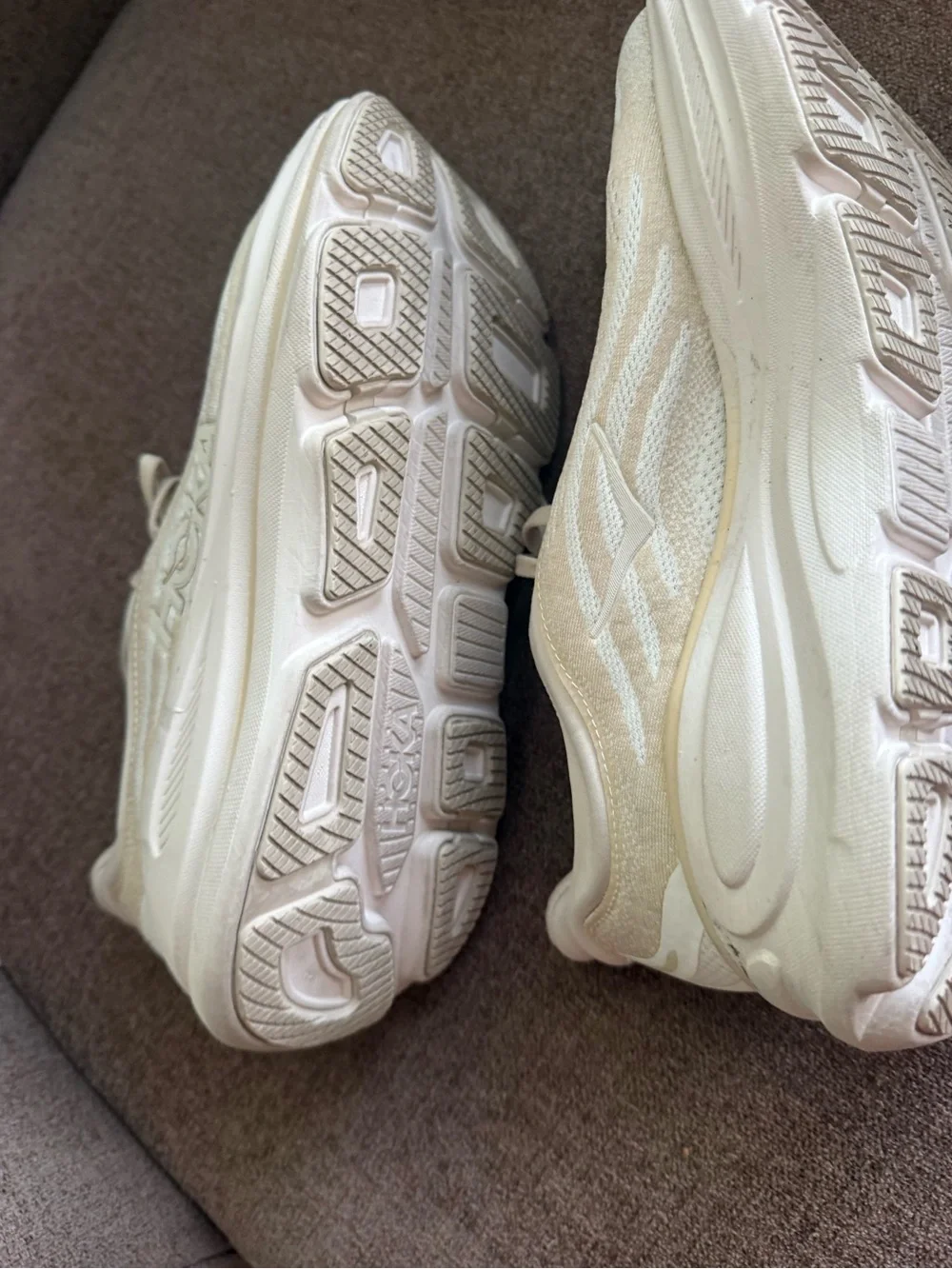 Hoka men’s  Cream/Off-White Athletic Running Shoes